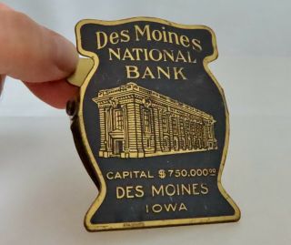 Des Moines Natl Bank Vintage Antique Advertising Brass Paper Clip - 80950