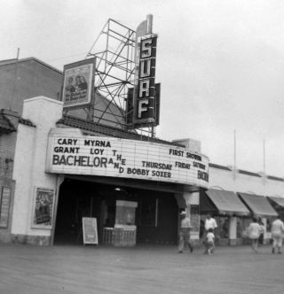 Vtg 1940s Photo Film Negative Ocean City Nj Boardwalk Surf Movie Theatre Marquee
