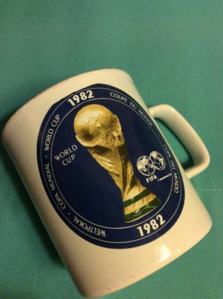 Rare And Vintage.  Spain 1982 World Cup Coffee Mug.  White With Motif