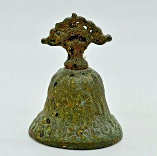 Antique Solid Bronze Copper Hand Bell Heavy Primitive Ring 3 "