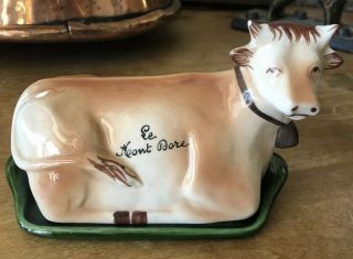 Vintage French Ceramic Cow Butter Keeper