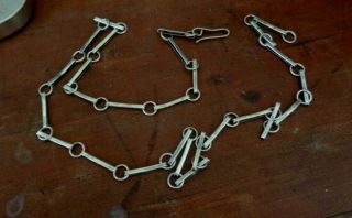 Vintage Antique Hand Made Sterling Silver Chain Necklace Circles & Elongated Bar