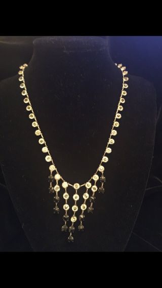 Antique Art Deco Sterling Silver Paste Open Back Necklace
