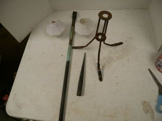Vintage Lightning Rod With Milk Glass Globe Ball Diddie Blitzen,  W/copper Point