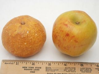 2 Vintage Italian Alabaster Fruits An Orange & An Apple