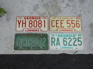 4 Vintage Georgia Car License Plate Singles,  1964 Peach State Automotive Cars