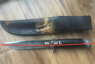 Vintage Western Boulder Usa Fixed Blade Knife W/custom Made Leather Sheath