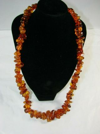 Antique Natural Amber Graduated Bead Necklace W Bead Screw Clasp 26 Inch