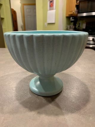 Vintage Haeger Art Pottery Robins Egg Blue Specked Pedestal Vase Planter
