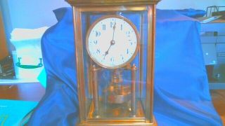Antique German Disc Anniversary Clock Crystal " Regulator Case " Style