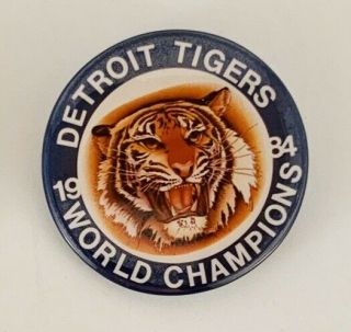 Detroit Tigers 1984 World Series Champions Pinback Button - Tiger Stadium