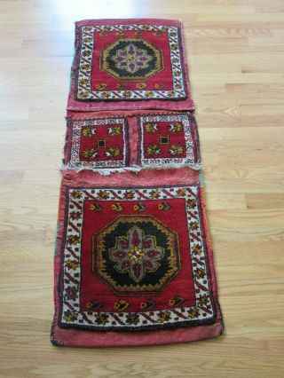 Vintage Antique Hand Woven Wool Persian Rug Turkish Saddle Bags