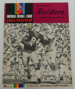 1965 Afl Program Denver Broncos At Oakland Raiders