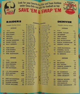 1965 AFL Program Denver Broncos at Oakland Raiders 3