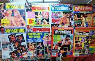 8 Sports Review Wrestling Magazines 1990 - 91 - 92 - 94 - 95