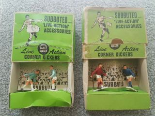 6 X Vintage Subbuteo Football Kickers 2 X Boxed C131 Red & Blue Corner Kickers