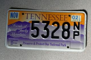 Tennessee License Plate Friends Of The Smokies Speciality Vintage Issued 2001