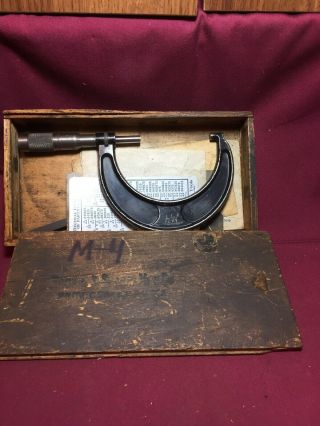 Vintage Brown & Sharpe 2 - 3 " 63a Micrometer Machine Wood Box (21)