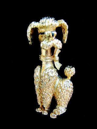 Vintage Marcel Boucher Gold Tone Poodle Dog Brooch Pin