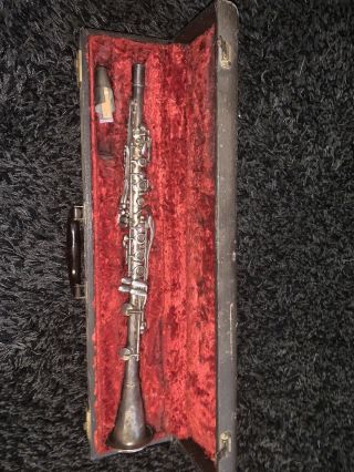 Antique H.  N.  White The Gladiator Silver Plated Clarinet W/ Hard Case Vintage