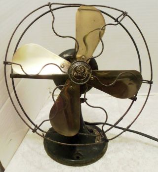 Antique General Electric Whiz Brass Blade Fan Ge 9 " Blades