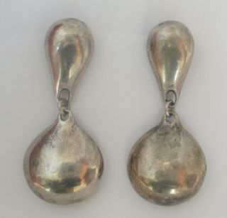 Vintage Dangling Silvertone Pierced Earrings Robert Lee Morris