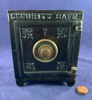 Antique Vintage Cast Iron (ci) Bank Security Safe Deposit Henry C.  Hart