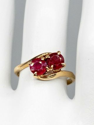 Antique 1940s $1500 1.  50ct Natural Ruby 10k Yellow Gold Bypass Ring