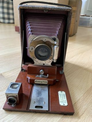 Antique Camera Rochester Optical Co Bausch & Lomb Lens Pocket Premo C Red Bellow