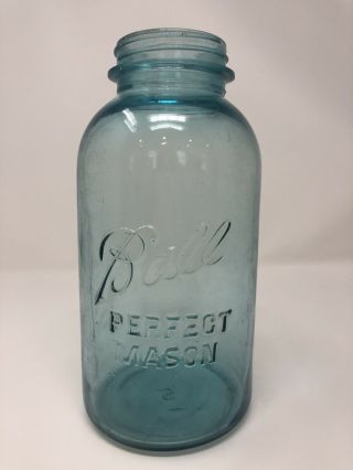 Ball Perfect Mason Jar 1923 - 1933 Half Gallon Blue Color Vintage 5