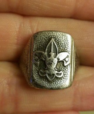 Vintage Sterling Silver Boy Scout Ring Size 5 Eagle Shield