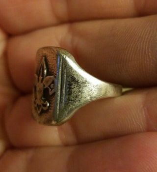 Vintage sterling silver Boy Scout ring size 5 eagle shield 3