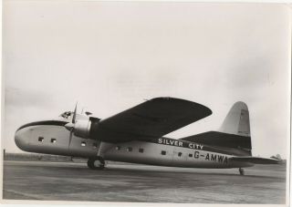 Large Vintage Photo - Silver City Airways Bristol B170 G - Amwa