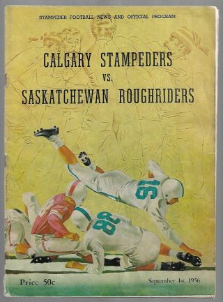 1956 Cfl Football Program: Saskatchewan Roughride At Calgary Stampeders,  Sept 1