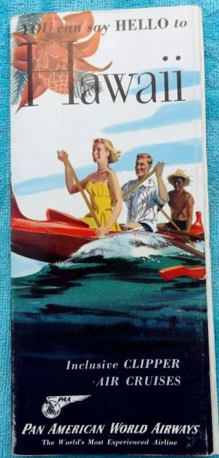 Vintage 1951 Hawaii Pan American Airlines Brochure Paa Clipper Air Cruises
