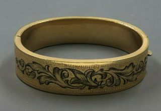 Antique Gold Black Enamel Mourning Bracelet Bangle Victorian