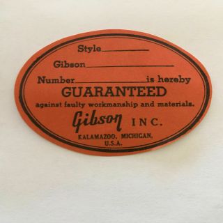 Gibson Orange Oval Label Serial For 1955 - 66 Vintage Es Arched Top Models