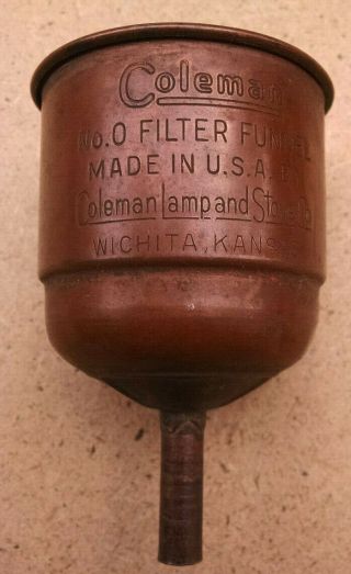 Vintage Coleman No.  0 Copper Filter Funnel