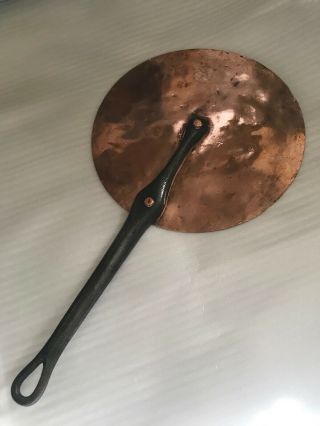 Antique French Jacquotot Copper Pot Pan Cast Iron Handle Lollipop Lid