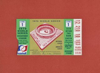 1970 World Series Ticket Stub Game 1 - Cincinnati Reds Vs.  Baltimore Orioles