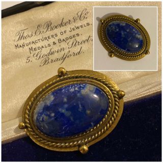 Vintage Jewellery Gold Tone Morita Gil Chile Lapis Lazuli Stone Brooch Pin