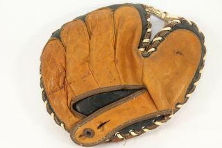 Vintage Cowhide Leather Denkert Baseball Glove Catcher Mitt Rare Old Antique