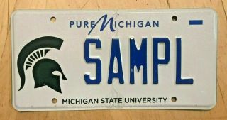 Michigan State University Graphic Msu Trojans Sample License Plate " Sampl "