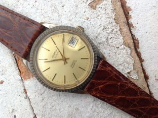 Vintage Maty Quartz Watch - On Tan Crocodile Strap