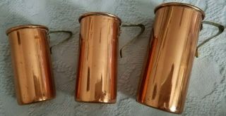 Vintage Copper Measuring Cups - 1 Cup,  3/4 Cup & 1/2 Cup