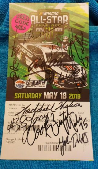 2019 Nascar All Star Race Ticket Stub Hand Signed Autographed