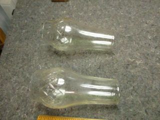 2 Vintage Oil Lamp Glass Chimneys/matching Pair/1 3/4 " X 5 " /very