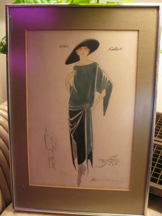 Vintage 1920s Ethel Rabin Fashion Design Framed Print Berley Studios 3583