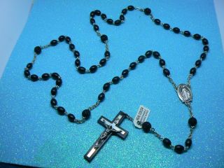 A Vintage Real Cocoa Bead Roman Catholic 5 Decade Holy Rosary