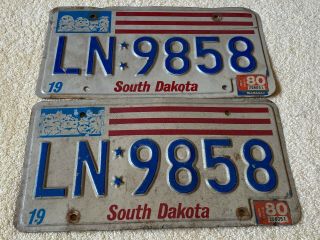 Vintage Pair 1976 South Dakota Metal License Plates